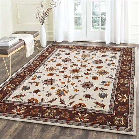 Buy MTS Carpet Cream & Maroon, Hand Made Tufted Carpet for Living Room ...