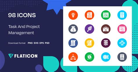 Task And Project Management Icon Pack | Mixed | 98 .SVG Icons