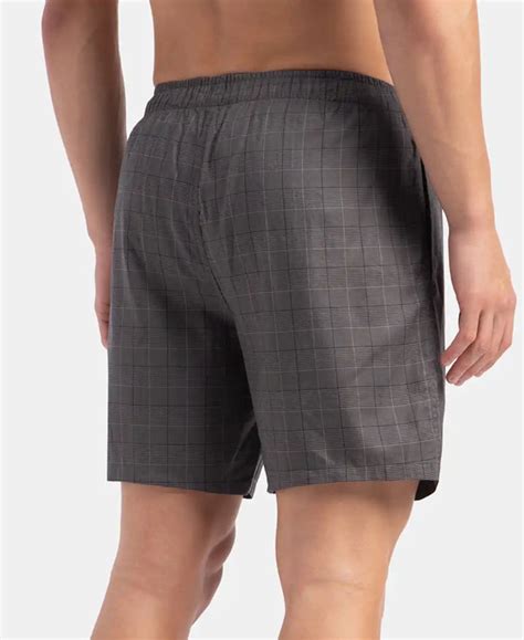 Buy Tencel Lyocell Cotton Checkered Boxer Shorts with Side Pockets ...