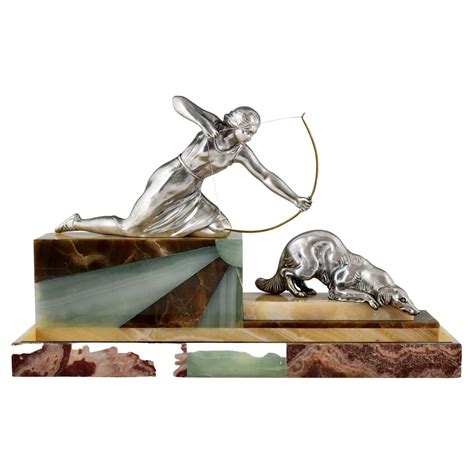 Art Deco Bronze Diana the Huntress and Hounds by Professor Arthur Bock ...