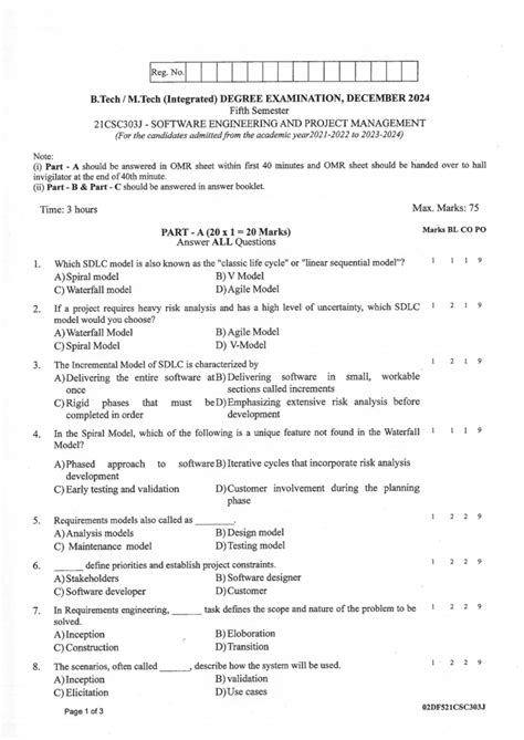 SEPM DEC 2024 - 21CSC303J Software Engineering & Project Management ...