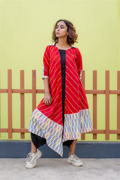 Euphoria - Red Khesh Shirt Dress : HIJI BIJI | Sustainable Indo-Western ...