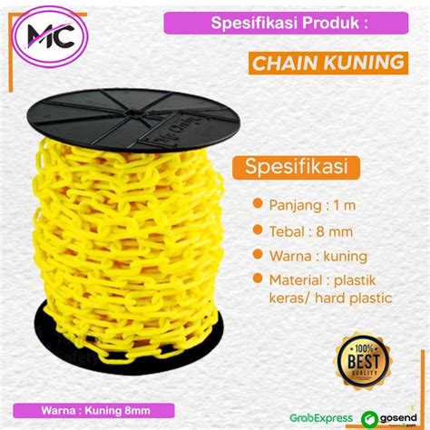 Jual Rantai Plastik 6mm 8mm Plastic Chain Warna Kuning Harga Per Meter ...