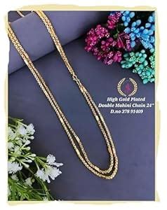 1 Gram Gold Plated 24" Long Double Mohini Chain Pendant for Women/Girls ...