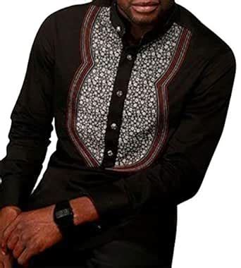 MK988 Mens African Print Dashiki Fashion Casual Mandarin Collar All ...