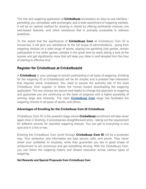 PPT - Cricketbuzzid Is A Safe And Reliable Cricketbuzz Platform ...