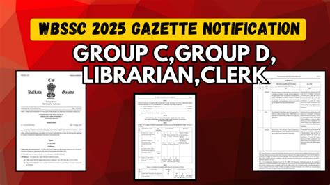 WBSSC GROUP C AND D RECRUITMENT 2025-Gazette Notification For CLERK ...