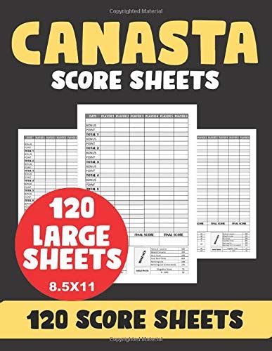 Buy Canasta Score Sheets : LARGE SHEETS 120 Score Sheets: (Canasta ...