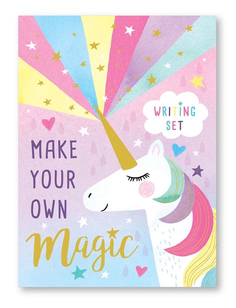 Buy Jewelkeeper Rainbow Unicorn Design Writing Kit with Gold Foil ...
