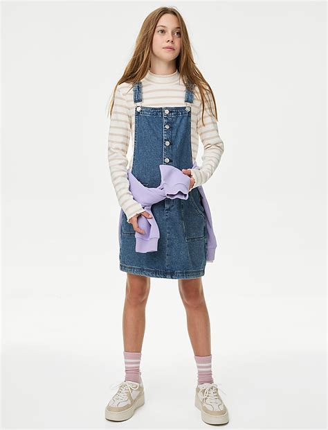 Buy 2pc Denim Pinafore Set (6-16 Yrs) at Marks & Spencer
