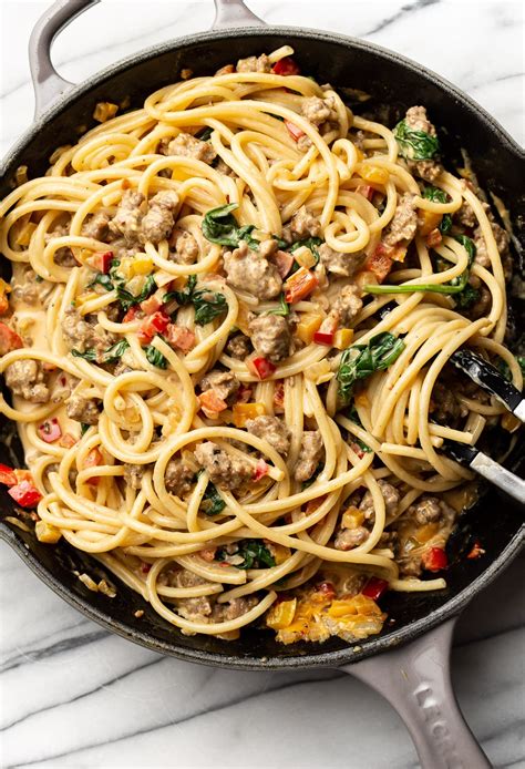 Creamy Sausage and Peppers Pasta • Salt & Lavender