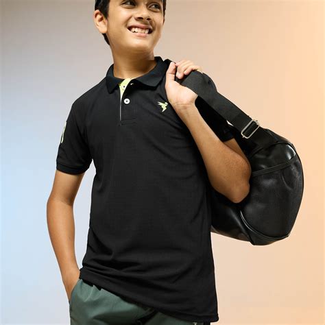 Boys Solid Slim Fit Polo Sports T-shirt with MATPIQ