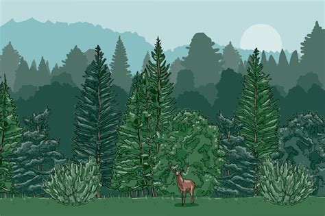 Hand drawn forest landscape | Free Vector