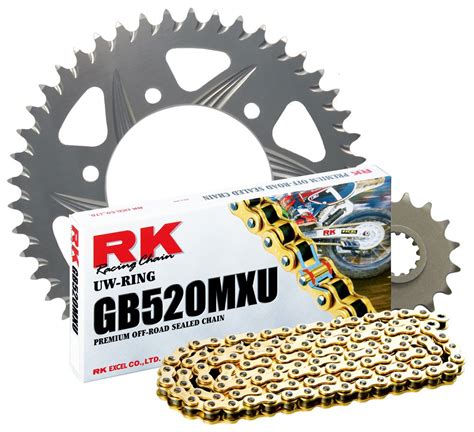RK Racing Chain 4042-037ZG Silver Aluminum Rear Sprocket and GB520MXU ...