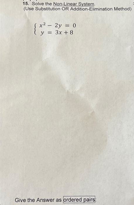 Image result for Solving Nonlinear System Using Substitution