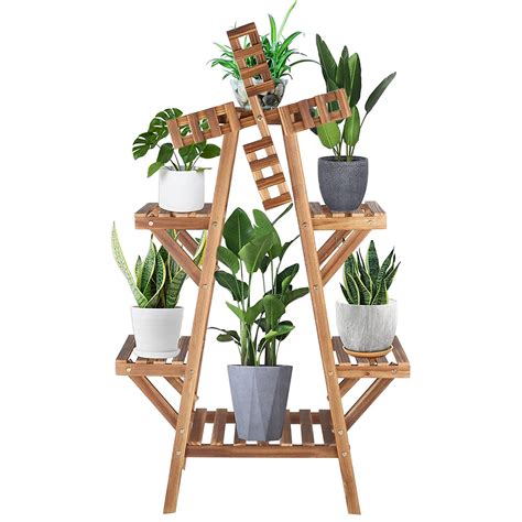EXQUI Windmill Wood Flower Stand, Plant Stand Rack, Wooden Fleshy ...