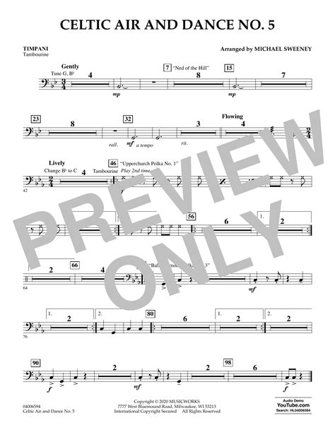 Celtic Air and Dance No. 5 - Timpani Sheet Music | Michael Sweeney ...