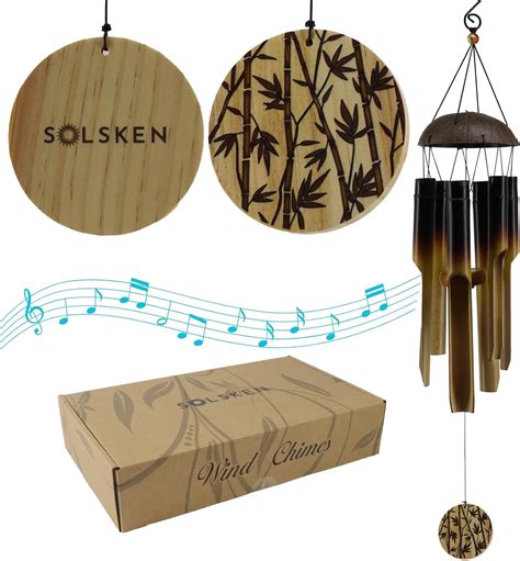Amazon.com: Solsken Home Bamboo Wind Chimes - Wooden Wind Chimes for Outside - Rustic ...