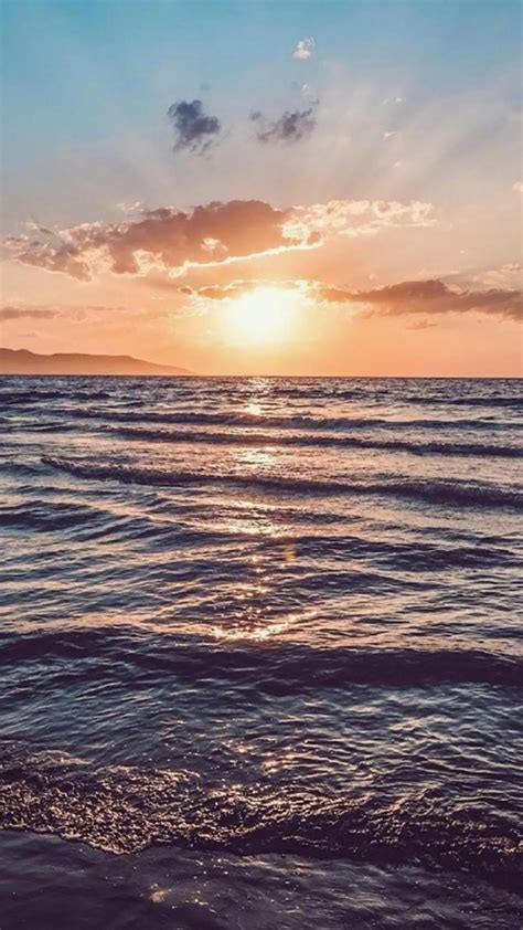 唯美夕阳与一望无际的大海,高清图片,手机锁屏桌面-壁纸族