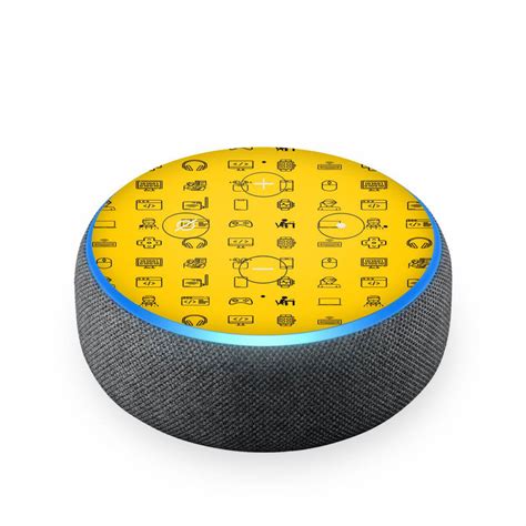 Tech Icons Yellow Skin For Amazon Echodot – WrapCart Skins
