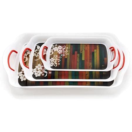 SORATH Premium Era Serving Tray Set of 3 Multi Colour Bricks Flower ...