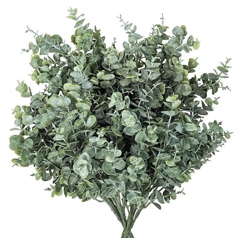 6 Pack Faux Eucalyptus Leaves Bush Artificial Greenery Stems Fake ...