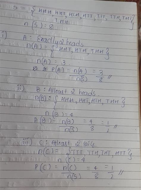 Three coins are tossed togwether find the probability of exactly two ...