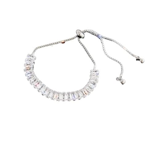 NANDANA COLLECTIONS Trending Silver Adjustable Tennis Cubic Zirconium ...