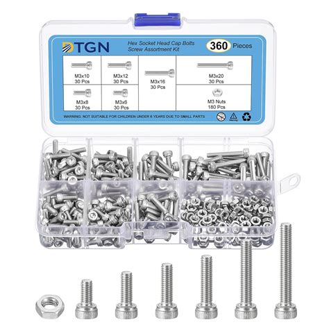 DTGN M3x6/8/10/12/16/20mm(DXL) Hex Socket Head Cap Bolts Screw Nuts ...