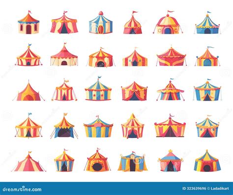 Cartoon Circus Tents Icon Set. White Background Stock Vector ...