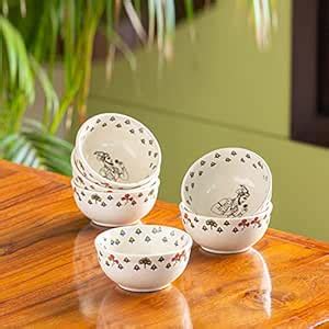 Buy ExclusiveLane 'Daawat-e-Taj' Handcrafted Ceramic Bowl Dining Bowl ...