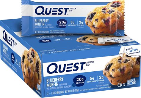 Amazon.com: Quest Nutrition Blueberry Muffin Protein Bars, High Protein ...