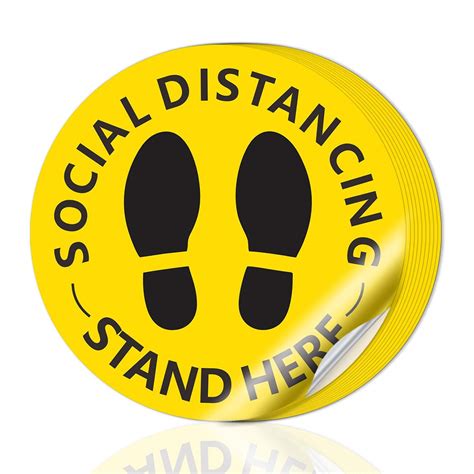 Social Distancing Floor Decals - 12" Round Vinyl Removable Stickers ...