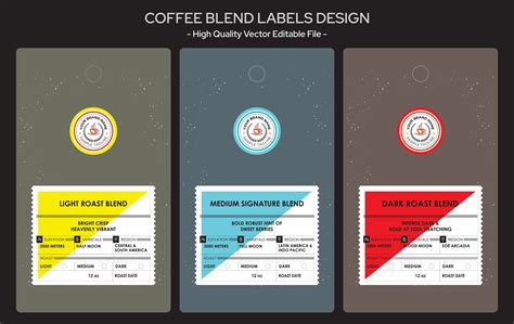 Coffee label design collection, coffee blend labels editable file ...