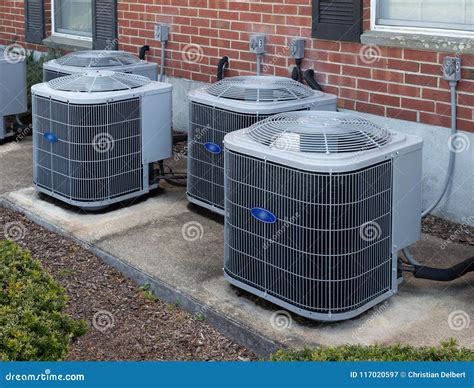 Air Conditioning Units Outside an Apartment Complex Stock Image - Image ...
