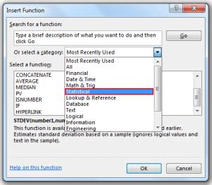 Stdev Function Excel 的图像结果