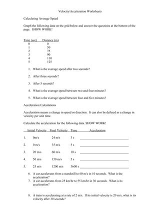 Image result for Acceleration Graphs Worksheet