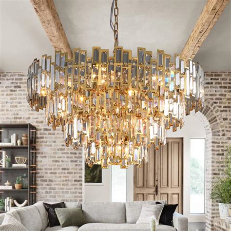 GMlixin Gold Chandeliers Modern Crystal Chandelier 4-Tier for Dining ...