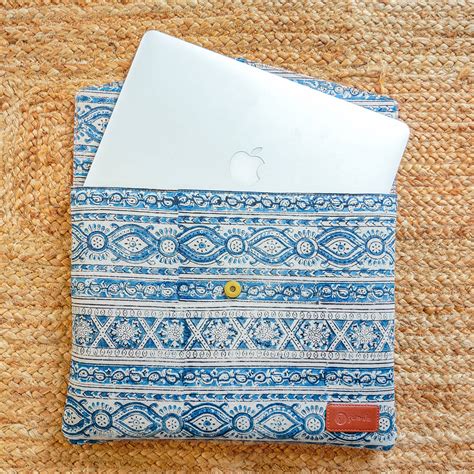 Buy Ajrakh & Faux Leather Laptop Sleeve Online On Zwende