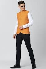 Buy Men Orange Print Nehru Jacket Online - 628488 | Peter England