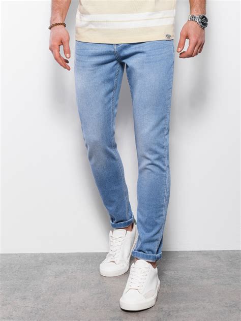 Men's denim pants SKINNY FIT - light blue V4 OM-PADP-0101 | Ombre.com ...