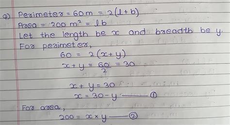 Find the dimensions of a rectangular park whose perimeter is 60 m and ...