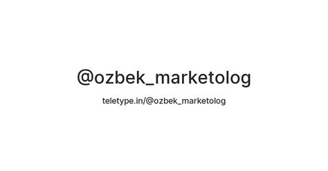 @ozbek_marketolog — Teletype
