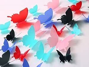 JAAMSO ROYALS 'Multicolor 3D Butterflies' Decorative Self Adhesive Wall ...
