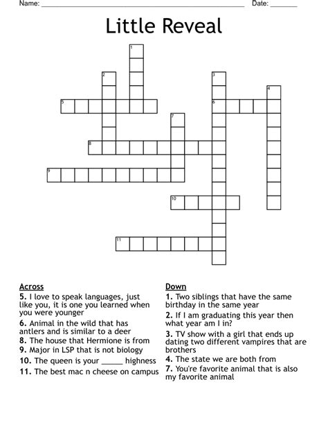 Little Reveal Crossword - WordMint