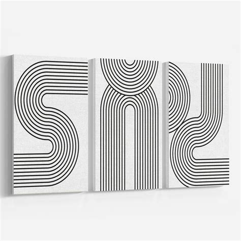 Buy Geometry Lines Set of Three Paintings Online at Best Price ...