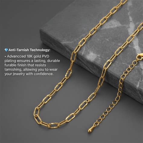 Antitarnish Shining Paperclip Chain Necklace 18K Gold Plated – Urban ...