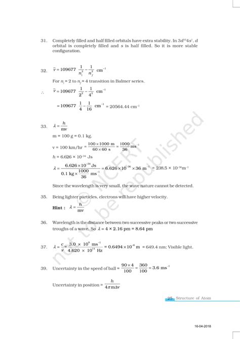 NCERT Exemplar Class 11 Chemistry Chapter 2 - Structure of Atom
