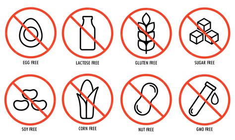 Premium Vector | Set of attention labels Lactose free sugar free gluten ...