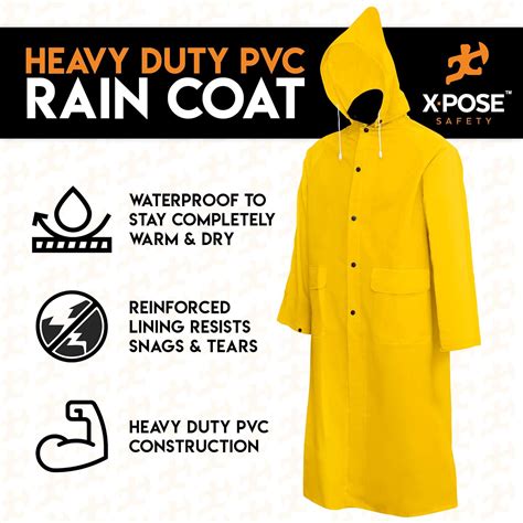 Buy Heavy Duty Yellow Rain Coat – .35mm PVC 48in Raincoat Jacket with ...